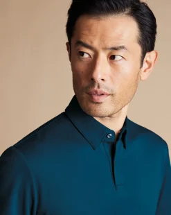 Sale Charles Tyrwhitt Smart Jersey Polo - Blue Turquoise