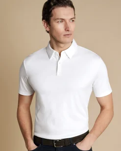 Discount Charles Tyrwhitt Smart Jersey Polo - White