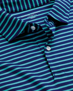 Sale Charles Tyrwhitt Smart Jersey Stripe Polo - Green Aqua