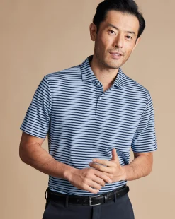 Hot Charles Tyrwhitt Smart Jersey Stripe Polo - Blue Sky