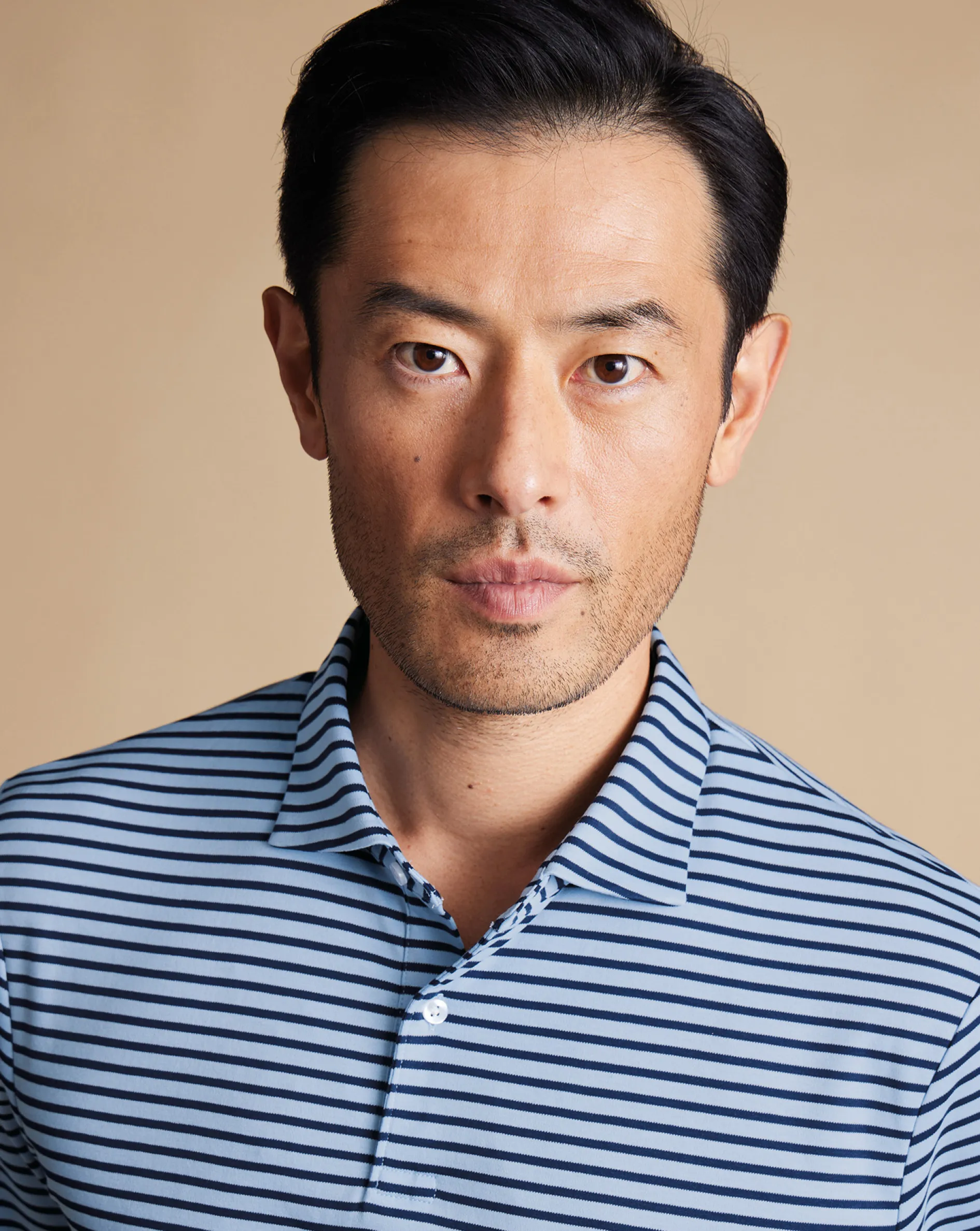 Hot Charles Tyrwhitt Smart Jersey Stripe Polo - Blue Sky