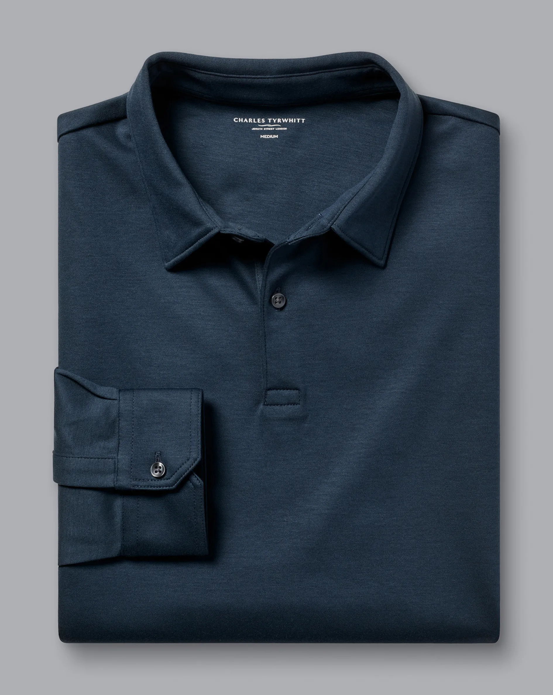 Best Sale Charles Tyrwhitt Smart Long Sleeve Jersey Polo - Petrol Blue