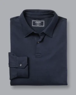 Fashion Charles Tyrwhitt Smart Long Sleeve Jersey Polo - Navy