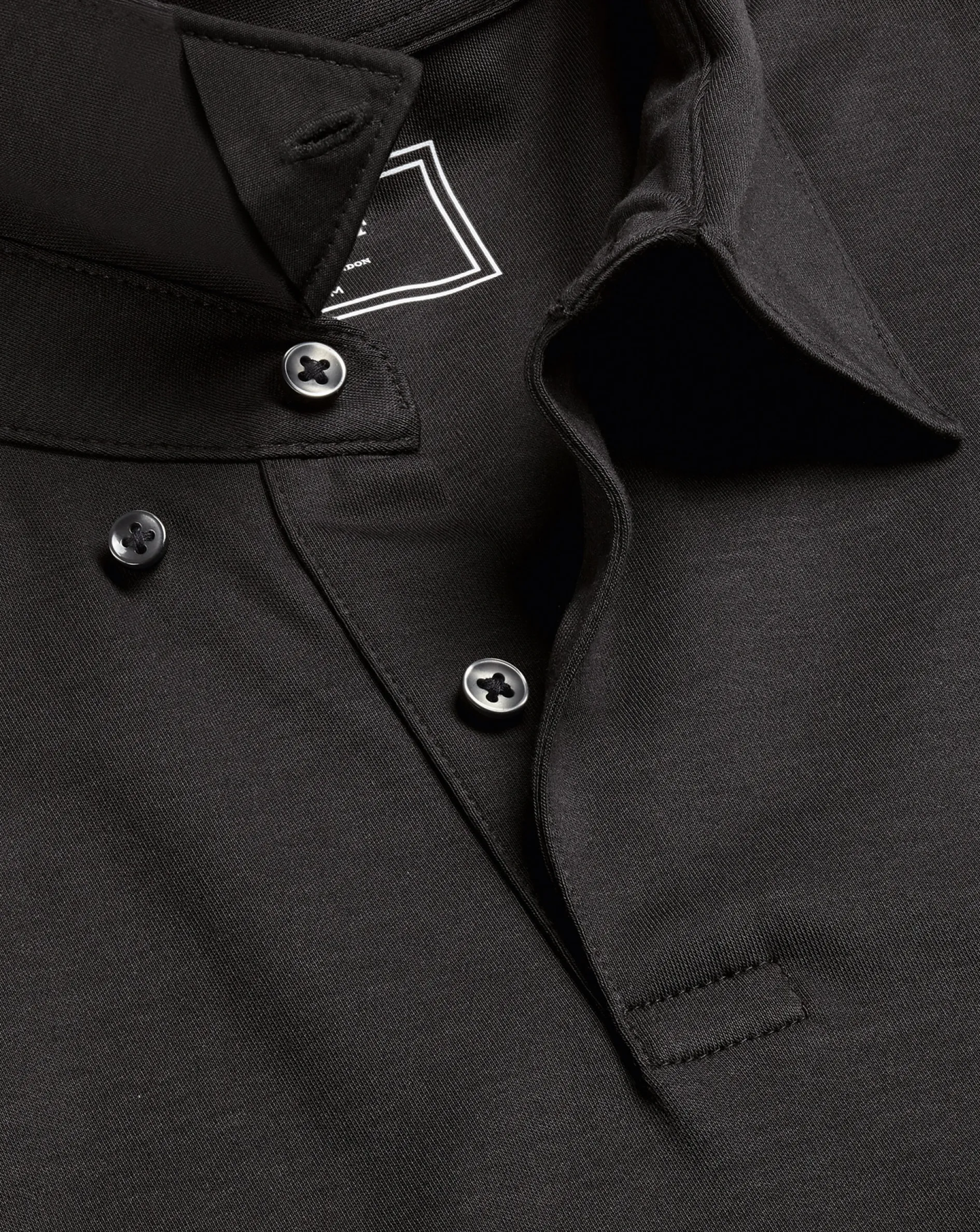 Fashion Charles Tyrwhitt Smart Long Sleeve Jersey Polo - Black