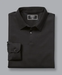Fashion Charles Tyrwhitt Smart Long Sleeve Jersey Polo - Black