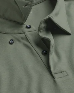 New Charles Tyrwhitt Smart Long Sleeve Jersey Polo - Sage Green