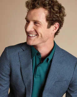 Outlet Charles Tyrwhitt Smart Long Sleeve Jersey Polo - Green Teal