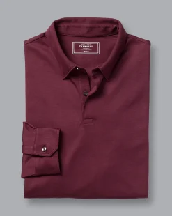 Best Charles Tyrwhitt Smart Long Sleeve Jersey Polo - Wine