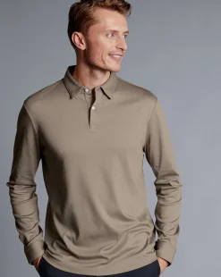 Online Charles Tyrwhitt Smart Long Sleeve Jersey Polo - Taupe