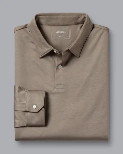 Online Charles Tyrwhitt Smart Long Sleeve Jersey Polo - Taupe