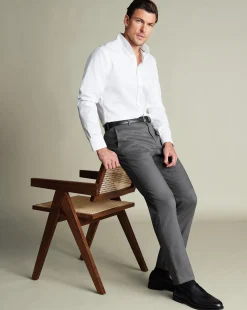 Best Charles Tyrwhitt Smart Stretch Texture Pants - Grey Charcoal