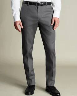 Best Charles Tyrwhitt Smart Stretch Texture Pants - Grey Charcoal