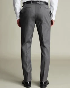 Best Charles Tyrwhitt Smart Stretch Texture Pants - Grey Charcoal