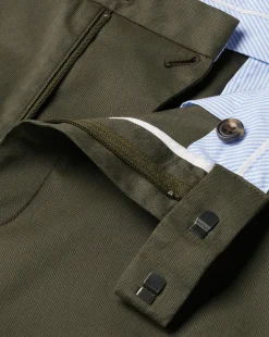 New Charles Tyrwhitt Smart Stretch Texture Pants - Green Olive