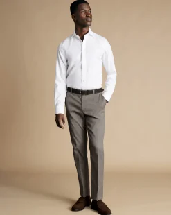 New Charles Tyrwhitt Smart Stretch Texture Pants - Mocha