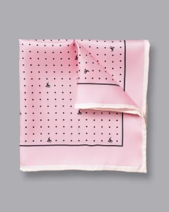 Cheap Charles Tyrwhitt Spot Print Pocket Square - Pink and Navy