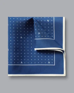 Cheap Charles Tyrwhitt Spot Print Silk Pocket Square - & White Cobalt Blue