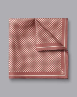 Fashion Charles Tyrwhitt Spot Silk Pocket Square - Salmon Pink & Ivory Pink and White