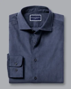 Shop Charles Tyrwhitt Spread Collar Corduroy Shirt - Heather Blue