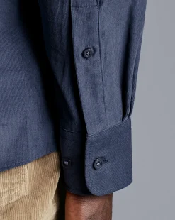 Shop Charles Tyrwhitt Spread Collar Corduroy Shirt - Heather Blue