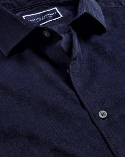 Fashion Charles Tyrwhitt Spread Collar Corduroy Shirt - French Blue