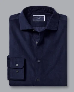 Fashion Charles Tyrwhitt Spread Collar Corduroy Shirt - French Blue