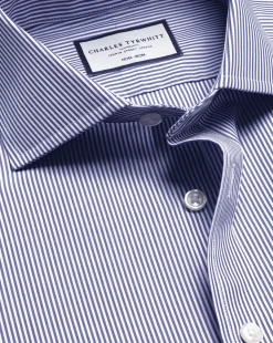 Best Sale Charles Tyrwhitt Spread Collar Non-Iron Bengal Stripe Shirt - Blue Royal