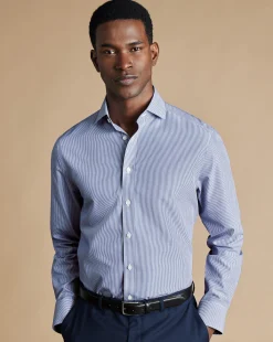 Best Sale Charles Tyrwhitt Spread Collar Non-Iron Bengal Stripe Shirt - Blue Royal