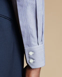 Best Sale Charles Tyrwhitt Spread Collar Non-Iron Bengal Stripe Shirt - Blue Royal