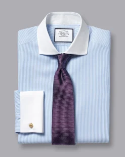 Clearance Charles Tyrwhitt Spread Collar Non-Iron Bengal Stripe Winchester Shirt - Blue Sky