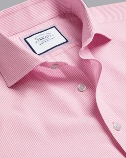 Shop Charles Tyrwhitt Spread Collar Non-Iron Bengal Stripe Shirt - Pink