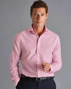 Shop Charles Tyrwhitt Spread Collar Non-Iron Bengal Stripe Shirt - Pink