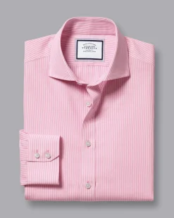 Shop Charles Tyrwhitt Spread Collar Non-Iron Bengal Stripe Shirt - Pink