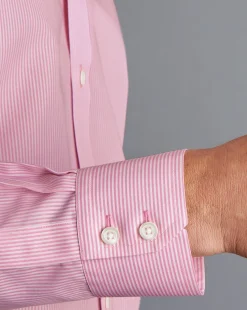 Shop Charles Tyrwhitt Spread Collar Non-Iron Bengal Stripe Shirt - Pink
