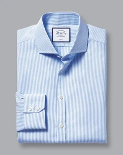 Store Charles Tyrwhitt Spread Collar Non-Iron Bengal Stripe Shirt - Sky Cornflower Blue