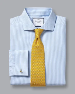 Store Charles Tyrwhitt Spread Collar Non-Iron Bengal Stripe Shirt - Sky Cornflower Blue