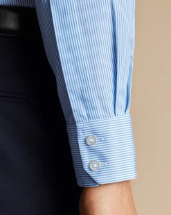 Store Charles Tyrwhitt Spread Collar Non-Iron Bengal Stripe Shirt - Sky Cornflower Blue