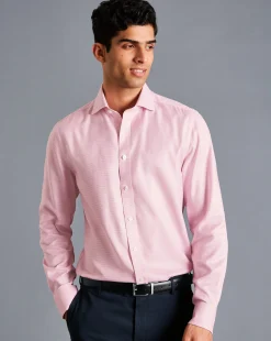 Cheap Charles Tyrwhitt Spread Collar Non-Iron Cambridge Weave Shirt - Pink
