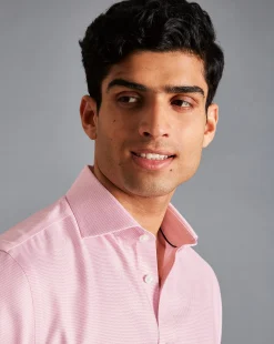 Cheap Charles Tyrwhitt Spread Collar Non-Iron Cambridge Weave Shirt - Pink