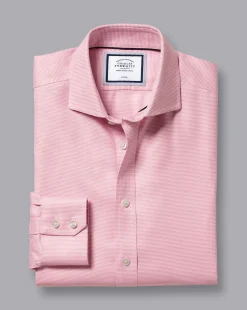 Cheap Charles Tyrwhitt Spread Collar Non-Iron Cambridge Weave Shirt - Pink