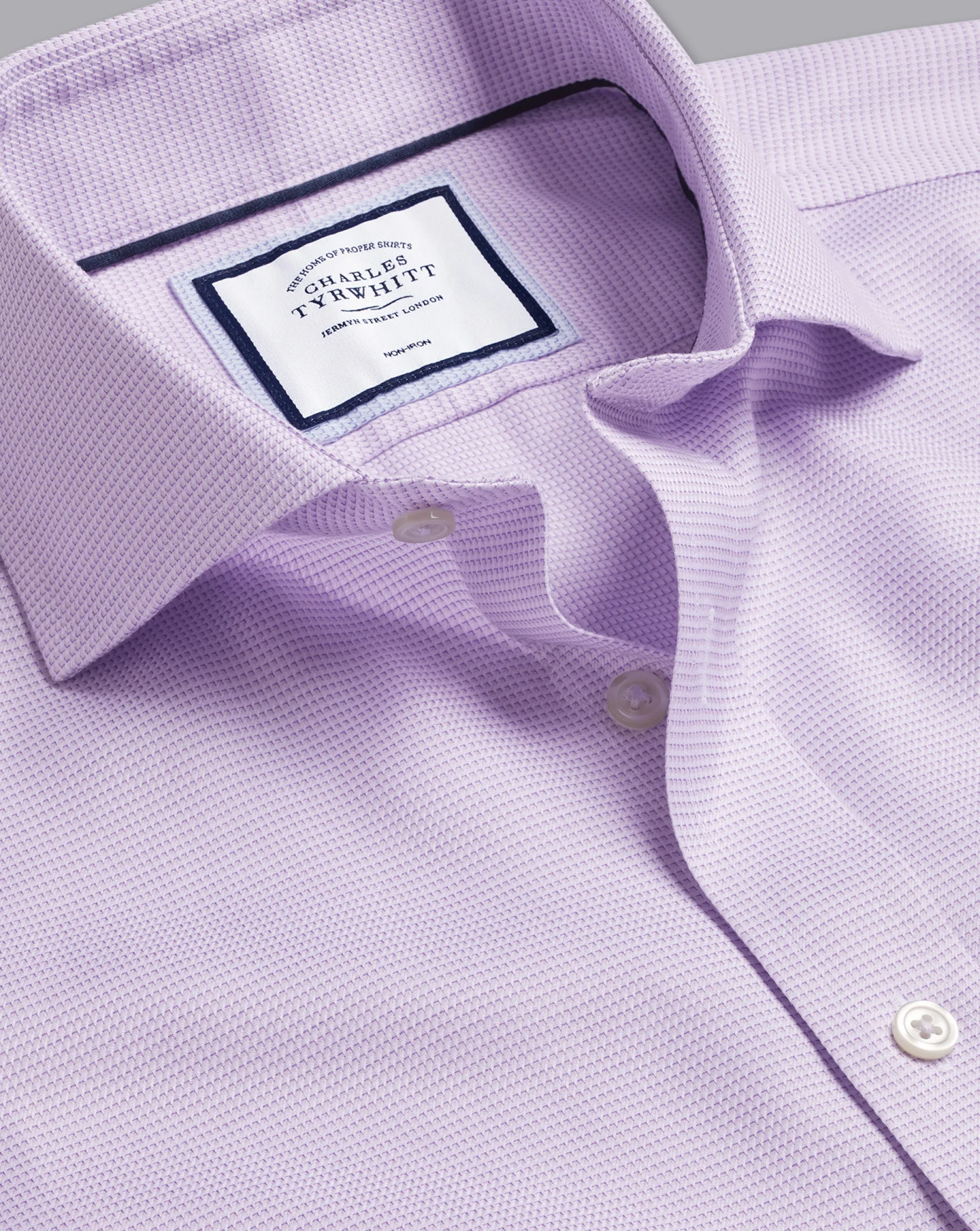 New Charles Tyrwhitt Spread Collar Non-Iron Cambridge Weave Shirt - Lavender Purple
