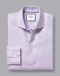 New Charles Tyrwhitt Spread Collar Non-Iron Cambridge Weave Shirt - Lavender Purple