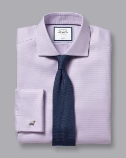 New Charles Tyrwhitt Spread Collar Non-Iron Cambridge Weave Shirt - Lavender Purple