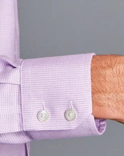 New Charles Tyrwhitt Spread Collar Non-Iron Cambridge Weave Shirt - Lavender Purple