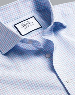 Shop Charles Tyrwhitt Spread Collar Non-Iron Check Shirt - Bright Pink