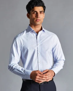 Shop Charles Tyrwhitt Spread Collar Non-Iron Check Shirt - Bright Pink