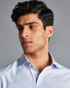 Shop Charles Tyrwhitt Spread Collar Non-Iron Check Shirt - Bright Pink