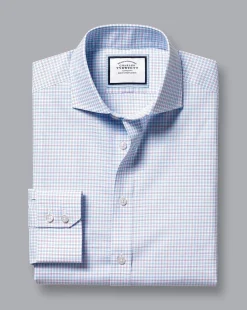 Shop Charles Tyrwhitt Spread Collar Non-Iron Check Shirt - Bright Pink