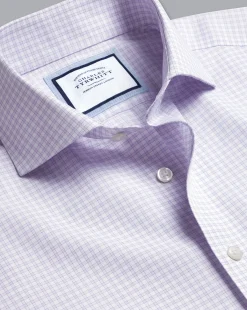 Fashion Charles Tyrwhitt Spread Collar Non-Iron Check Shirt - Purple Violet