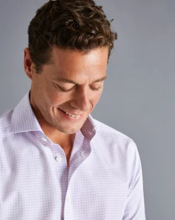 Fashion Charles Tyrwhitt Spread Collar Non-Iron Check Shirt - Purple Violet